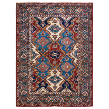 Tribal, One-of-a-Kind Hand-Knotted Area Rug Light Blue, 7'1"x9'10"
