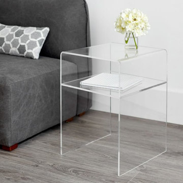 Modern Glass and Lucite Side End Tables