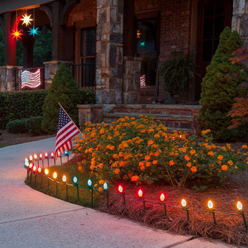 Sun Setting on Fourth Of July Walkway Lights