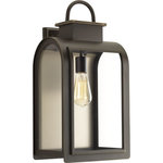 Progress Lighting - Refuge 1-Light Wall Lantern, Large - One-light large wall lantern in a Cape Cod-inspired frame pays homage to a classic nautical style. Light output and geometric forms offer visual interest to outdoor exteriors. Clear glass windows are paired with a unique umber reflector panel that provides a beautiful effect when illuminated.