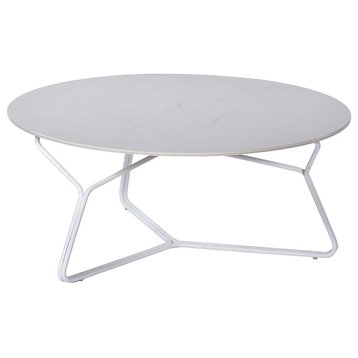 OASIQ SERAC 85 Coffee Table, Frame: White, Top: Ceramic White