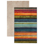Mohawk - New Wave Rainbow Rug & Pad 5x8, Multi, 5'x8' - Rendered in a variety of versatile color palette options, the Mohawk Home Rainbow Area Rug features brushstroke inspired stripes that instantly bring any space to life. Flawlessly finished, this collection features bold color clarity and richly defined details with the dependable durability needed for busy households. The dense pile is created with a premium wear dated nylon yarn that provides sumptuous softness and proven stain resistance power while the durable latex backing offers precise placement during daily wear and tear. This area rug is available in runners, scatters, 5x8, 8x10, and other popular area rug sizes, making it ideal for any indoor space, including the living room, dining room, bedroom, office, hallways, entryways, and more.