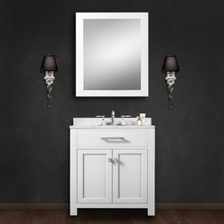 Daston White 30 inch Single Sink Bathroom Vanity Marble Countertop - Bathroom Vanities And Sink Consoles