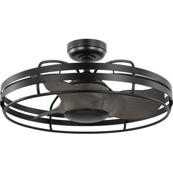 Bastrop Collection 26, Three-Blade Matte Black Ceiling Fan With Remote Control
