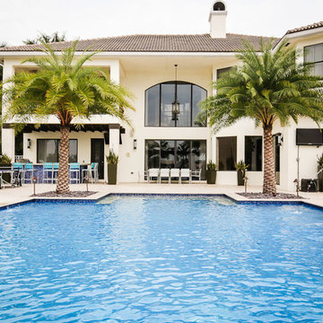 Roman/Geometric Pool with Sunshelf and Raised Spa in Davie