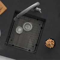 STYLISH 16in Graphite Black Single Bowl Undermount Stainless Steel Kitchen Sink