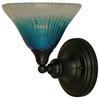 Wall Sconce With 7" Teal Crystal Glass