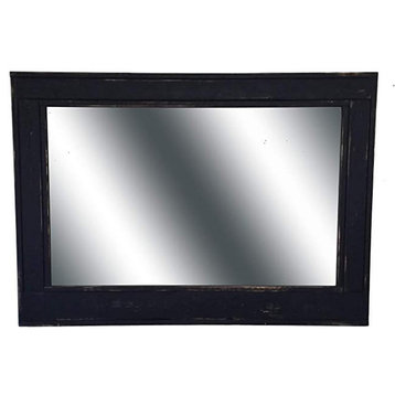 Herringbone Vanity Mirror, Kettle Black, 42"x30", Horizontal