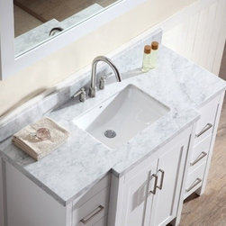 39 inch Contemporary Double Sink Bathroom Vanity Set in White Finish - Bathroom Vanities And Sink Consoles