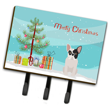 Black And White French Bulldog Christmas Tree Leash Or Key Holder Hooks