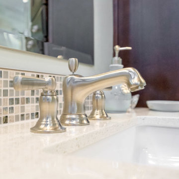 Modern Brushed Nickel Faucet in Master Bathroom Remodel