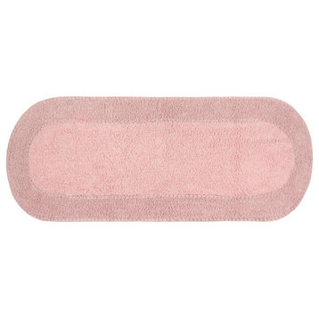 Double Ruffle Collection Bath Rugs Set, 21x54 Runner, Pink