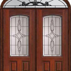 Prehung Transom Double Door 80 Fiberglass Marsais Arch Lite Glass - Front Doors