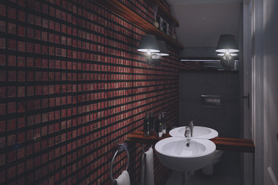 Powder room - mediterranean powder room idea in London