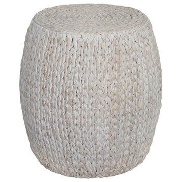 Gallerie Decor Bali Breeze Tall Wood Drum Accent Table in Whitewashed