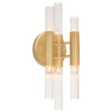 6 Light Sconce With Satin Gold Finish