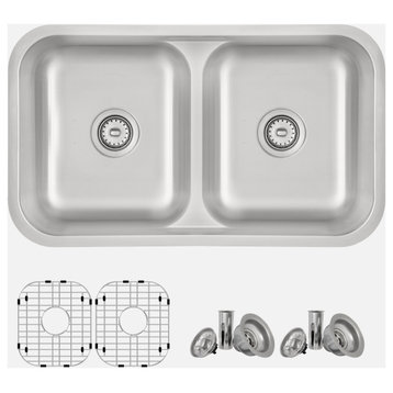 STYLISH 32 Low Divider Double Undermount and Drop-in Kitchen Sink