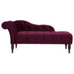 Jennifer Taylor Home - Samuel Velvet Tufted Chaise Lounge, Right-Arm Facing, Burgundy Velvet - Bring a classic glamorous accent to any space with the Samuel Chaise Lounge Collection by Jennifer Taylor Home. The rolled back, curved arm, and tufted seat are traditional details that come together for a lovely accent seating piece wherever you need additional seating. Perfect at the end of your bed or for a reading nook, under a window, or at an entryway.