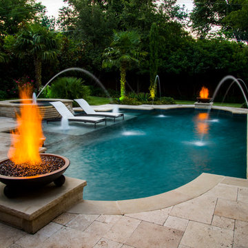 Modern Mediterranean Pool Courtyard