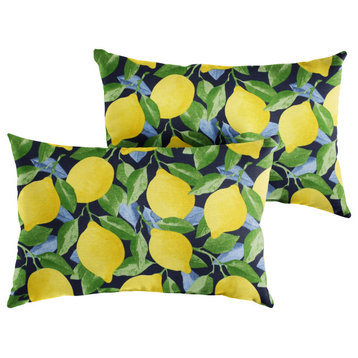 Yellow Lemons Outdoor Pillows Set, 12x18