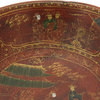 Handmade Chinese Red Wood Bowl With Gold Painted Filial Piety Story hn200