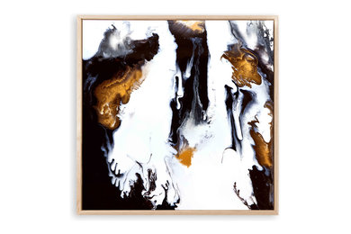 HIM AND HER - Black White Gold 1 40x40 in Canvas print in timber box frame