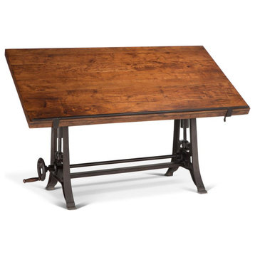 Artezia 62-Inch Acacia Wood Drafting Desk with Adjustable Crank