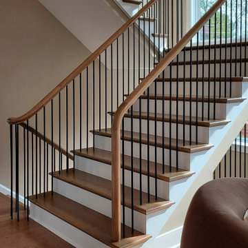 Project #153 | Sophisticated Red Oak Stair with Metal Balusters