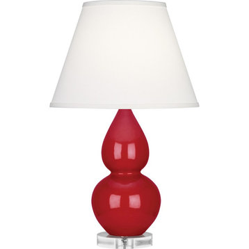 Robert Abbey Small Double Gourd Accent Lamp, Ruby Red/Lucite Base/Pearl - RR13X
