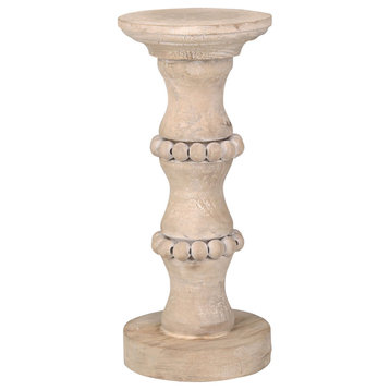 Wooden 11" Banded Bead Candle Holder