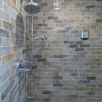 Primary Bathroom Remodel with Herringbone Flooring + Custom Shower