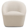 Andria Milky White Boucle Fabric Swivel Accent Chair