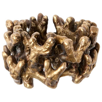 Sasha Brass Coral Napkin Rings, Set of 4, Gold