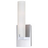 Zuma Glass Tube Wall Sconce Frosted Glass, Chrome Finish