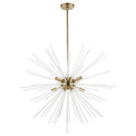 Livex Lighting - Uptown 8 Light Antique Brass Large Foyer Chandelier - The Uptown large eight light pendant chandelier will become an attention-grabbing feature in your modern home decor. The antique brass finish graces the design with elegance and charm, providing a traditional quality to the appearance. The acid etched rods gives the pendant chandelier a sleek and attractive style.