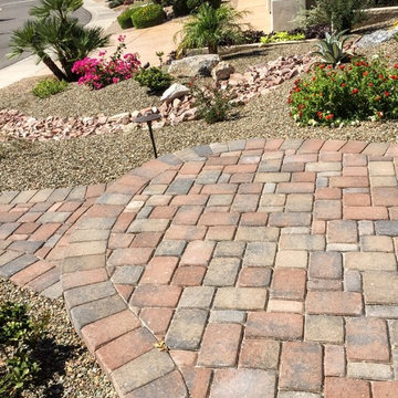 Front Yard Update with concrete Paver Path, new irrigation and lots of color