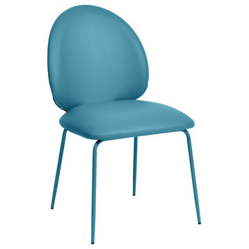 Lauren Vegan Leather Kitchen Chairs, Set of 2, Blue