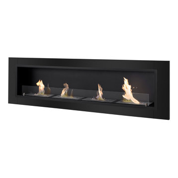 Black Recessed Wall Ventless Bio Ethanol Fireplace - Accalia | Ignis