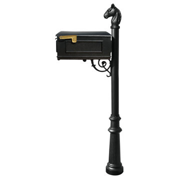Mailbox Post System-Fluted Base, No Address Plates or Numbers, Black