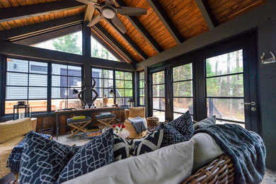 Living room - eclectic living room idea in Detroit