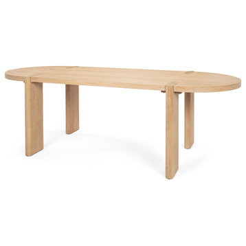 Sohan Light Brown Wood Oval Dining Table