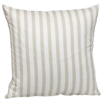 Parkland Collection Transitional Striped White Square 16" x 16" Pillow