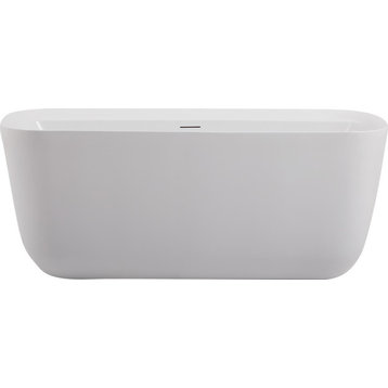 Soaking Bathtub Modern Contemporary 59-In Chrome Glossy White