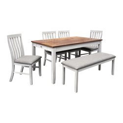 Import Nina Dining Table with 4 Chairs & Bench - Dining Sets