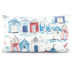 Beach Style Outdoor Cushions And Pillows Ready or Nautical Outdoor Throw Pillow, Red, White, and Blue