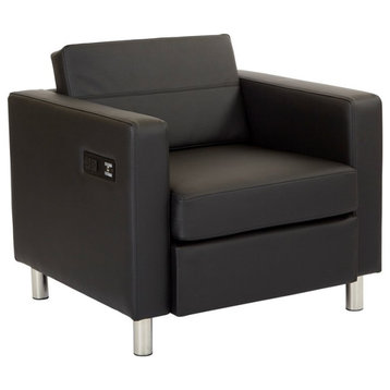 Atlantic chair with Single Charging Station in Dillon Black Fabric