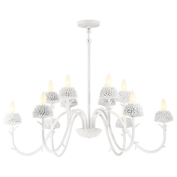 North Fork By Robin Baron 12 Light Chandelier in Sand White