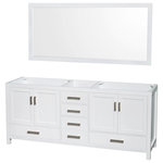 Wyndham Collection - Wyndham Collection WCS141480DSXXM70 Sheffield 79" Double - White - Distinctive styling and elegant lines come together to form a complete range of modern classics in the Sheffield bathroom vanity collection. Inspired by well established American standards and crafted without compromise, these vanities are designed to complement any decor, from traditional to minimalist modern. Wyndham WCS141480DSXXM70 Features: Wood vanity cabinet with 4 doors and 5 drawers Covered under Wyndham&#39;s 2 year limited warranty 4 door design provides easy access to storage space 5 full extension drawers with soft-close slides provide for organized storage solutions Vanity cabinet includes matching decorative hardware Vanity cabinet will ship fully assembled Coordinates with products from the Sheffield line seamlessly Wyndham WCS141480DSXXM70 Specifications: Cabinet Width: 78-1/2" (from left to right) Cabinet Height: 34-1/4" (from top to bottom) Cabinet Depth: 21-1/2" (from front to back) Number of Doors: 4 Number of Drawers: 5 Mirror Height: 33" Mirror Width: 70"