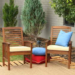 Acacia Wood Patio Chairs - Dark Brown - Outdoor Lounge Chairs