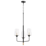 Quorum - Dalia Soft Contemporary Chandelier in Noir with Aged Brass - DALIA 3LT CHAND - NR/AGB&nbsp